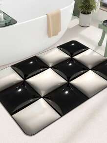 1入組柔軟矽膠珪土泥浴室墊,3d盛開花卉設計,快速乾燥和吸水,防水防滑,非常適合廁所和浴室,柔軟舒適並具有超強吸水性 - 方塊 - 查看 1