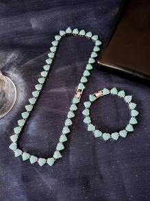 2 件套冰心 Y2K 彩色水钻项链和手链男士嘻哈时尚珠宝礼物嘻哈朋克爱好者珠宝链环手链套装 - Jewelry set - 查看 17