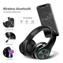 Auriculares inalámbricos luminosos con diadema, auriculares plegables con tarjeta, auriculares bluetooth - Multicolor - Ver 8