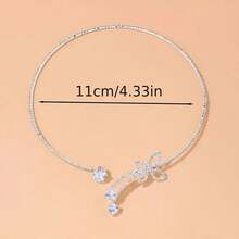 1條全鑲鑽蝴蝶結項鍊,仙女設計,鎖骨鍊項圈蝴蝶墜飾 - 白色 - 查看 5