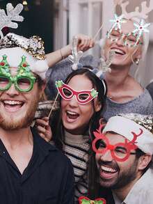 1入組隨機款式聖誕派對眼鏡,時尚創意照片道具和節日裝飾 - 彩色 - 查看 6