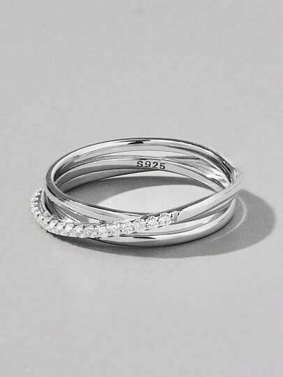 Vaerine Kubik Zirkonium Dekoration Silver Ring Bröllop Förlovning Bröllopssmycken