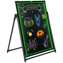 LED Message Writing Board, 16"X12" 24"X16" & 32"X24" Illuminated Erasable Lighted Chalkboard, Neon Effect Menu Sign Board, Drawing Board With 8 Fluorescent Chalk Markers And Remote Control, For Home Wedding Shop