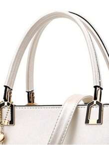 新款时尚女士包，简约手提包/单肩包/斜挎包大包，纯色，母亲节礼物，妈妈礼物，妈妈必需品，外出妈妈包 - 米色 - 查看 5