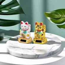 太陽能塑膠招財貓家居及節慶裝飾 - 白色 - 查看 5