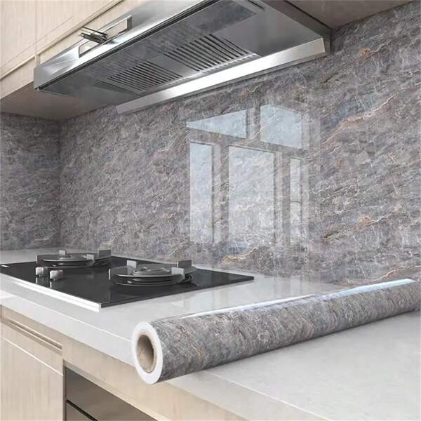 1 rollo de material de papel de aluminio súper grueso autoadhesivo y removible, impermeable y resistente al aceite, papel tapiz para renovación de baño y cocina, pegatinas, vinilos decorativos para el hogar, artículos de decoración de primavera para refrescar tu hogar, pegatinas de decoración Rama, regalos de cumpleaños y graduación