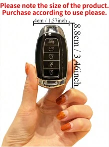 时尚黑色TPU汽车钥匙套，5键钥匙保护套，兼容现代汽车。 - 黑色 - 查看 10