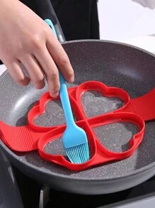 1入組矽膠餅狀模具,矽膠四孔煎蛋圈,矽膠蛋糕模具 - 紅色 - 查看 3