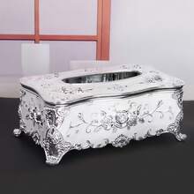 Fashionable Home Tissue Box For Hotel, Ktv, Living Room, Bedroom, Coffee Table, Creative Napkin Case - Silvery White - View 1