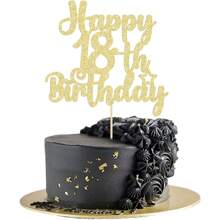 1pc Paper Gold-Color "18" Birthday Cake Topper, Ideal For 18th Birthday Party Decorations, Carnival, Cheers, Flashy Gold - Gold - View 2