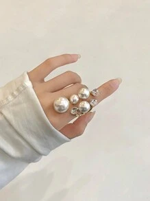 Faux Pearl Decor Ring - White - View 4