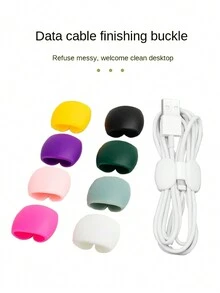 1入/4入組矽膠電纜綁帶，用於電纜管理，可重覆使用的家用電纜整理器，聽歌器、手機充電器、滑鼠、音頻、電腦的矽膠電纜收納和固定，電纜包裝和收納，適用於辦公室、廚房、學校、旅行 - 粉色 - 查看 8