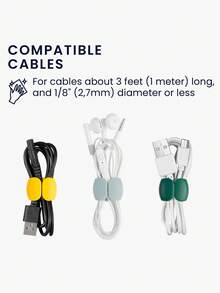 1入/4入組矽膠電纜綁帶，用於電纜管理，可重覆使用的家用電纜整理器，聽歌器、手機充電器、滑鼠、音頻、電腦的矽膠電纜收納和固定，電纜包裝和收納，適用於辦公室、廚房、學校、旅行 - 粉色 - 查看 5