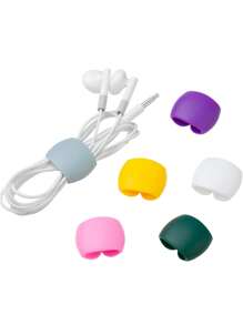 1入/4入組矽膠電纜綁帶，用於電纜管理，可重覆使用的家用電纜整理器，聽歌器、手機充電器、滑鼠、音頻、電腦的矽膠電纜收納和固定，電纜包裝和收納，適用於辦公室、廚房、學校、旅行 - 粉色 - 查看 1