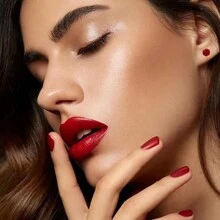 PMKMKM 1 para/6 par 316L stal nierdzewna hipoalergiczne kolczyki, czerwone cyrkonie sześcienne 6-zębowe kolczyki, minimalistyczne modne unisex tytanowe błyszczące kolczyki