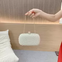 時尚的人造珍珠晚宴派對手拿包,多用途 - 白色 - 查看 1