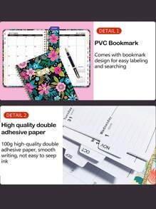 1本2024年新款英文每日計劃筆記本,帶分隔板和螺旋,a5尺寸 - 彩色 - 查看 4