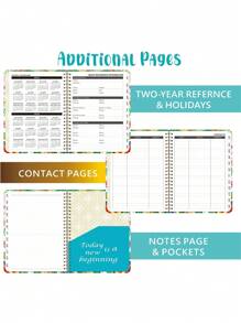 1本2024年新款英文每日計劃筆記本,帶分隔板和螺旋,a5尺寸 - 彩色 - 查看 2