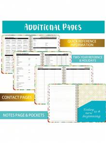 1本2024年新款英文每日計劃筆記本,帶分隔板和螺旋,a5尺寸 - 彩色 - 查看 3