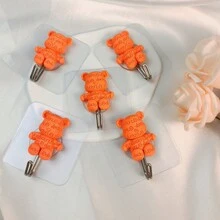 5pcs Orange Lucky Bear Shaped Keychain - Orange - View 1