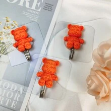 5pcs Orange Lucky Bear Shaped Keychain - Orange - View 3