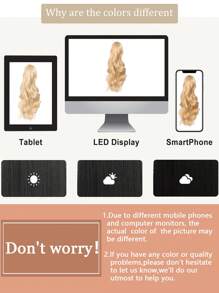 合成爪夹马尾接发 18-26 英寸长卷发黑金色棕白色马尾假发 女士（浅金色） - 金色 - 查看 8