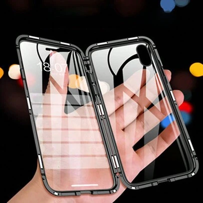Funda de teléfono magnética de doble cara, resistente a golpes, de aleación, compatible con iPhone 17, 16, 15, 14, 13, 12, 11, XS, XR, X, 7, 8Plus, Pro Max, con marco de metal, regalo de primavera