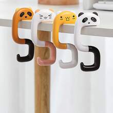1pc Removable Office Bag Hanger, Foldable Student Desk Edge Backpack Hook, Convenient To Carry, Creative Hook, Suitable For Office Desk, Table, Made Of Abs Material, Strong Load-Bearing Capacity Up To 15kg - Black and White Panda - View 7