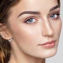 925純銀耳環,向日葵鑽石銀耳環,女性極簡主義時尚銀耳環首飾禮物 - 銀色 - 查看 3