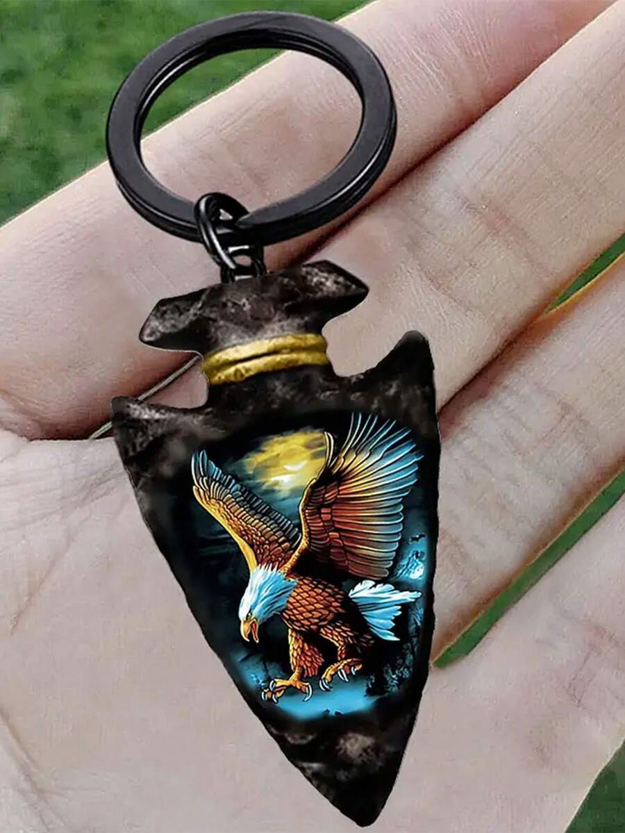 1入創意動物飛鷹張翅膀鑰匙扣裝飾品,適用於朋友、伴侶及假日派對首飾禮物 - 黑色 - 查看 1