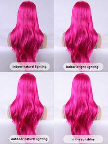 65cm fashion wig Long wavy Cosplay colored wig - Hot Pink - View 6