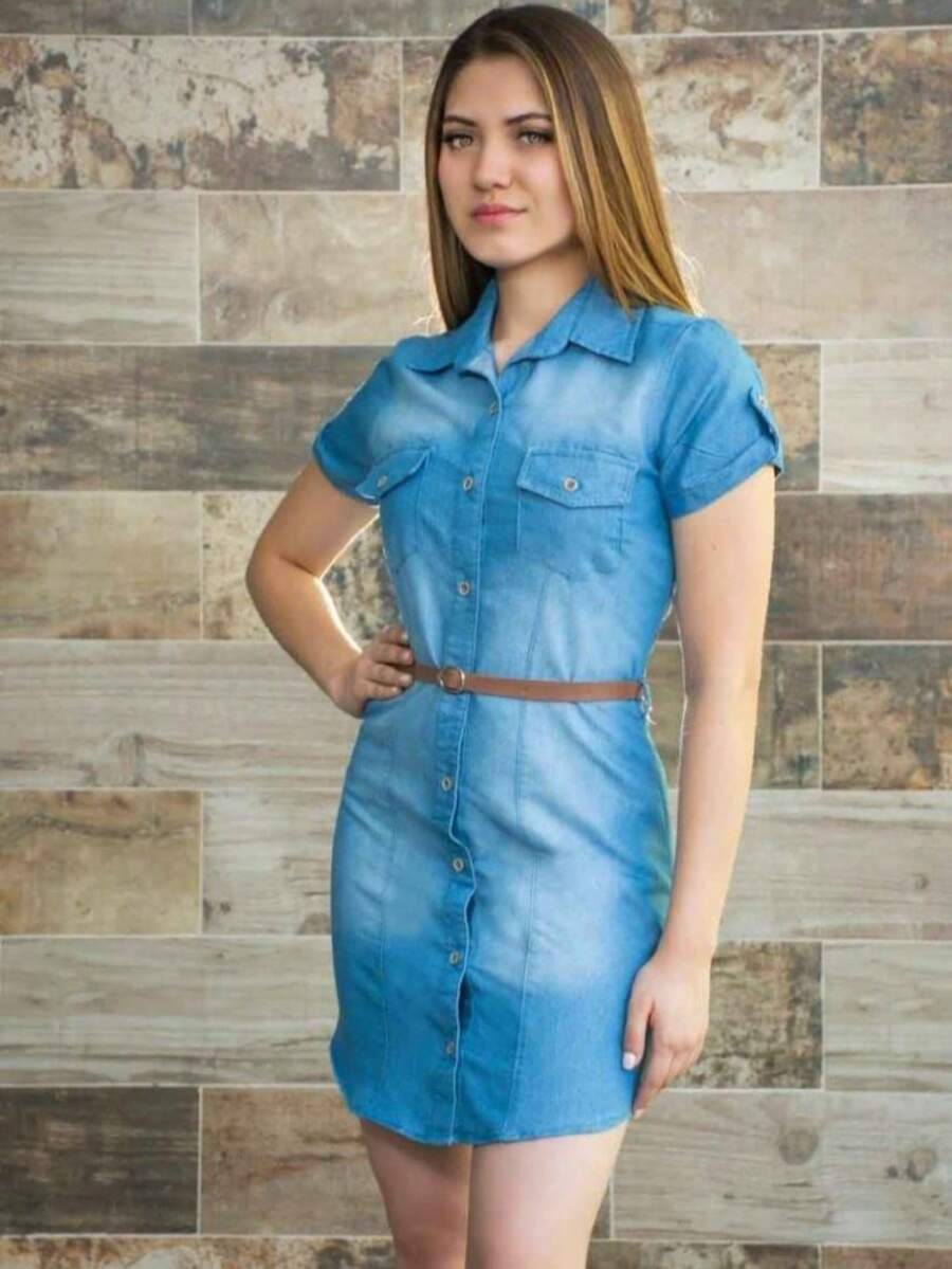 Vestido de mezclilla - Azul - Ver 1