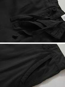 Men'S Camo Multi-Pocket Relaxed Fit Casual Shorts,Outdoor Camouflage Twill Cargo Shorts 11" Inseam(No Belt) - 黑色 - 查看 3