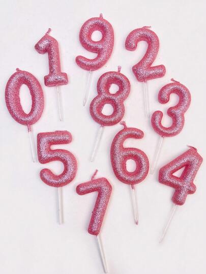 全新粉色装饰粉 0-9 数字生日周年派对蛋糕装饰蜡烛、圣诞节
