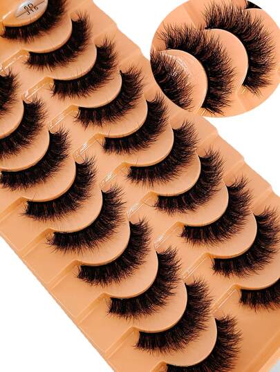 HBZGTLAD 10 pares de pestañas postizas de visón 3D suaves, esponjosas y naturales para pestañas talla grande largas y talla grande atrevidas. Tiras de pestañas, pestañas, pestañas postizas