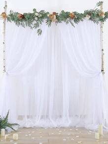 1/2pcs White Sheer Curtain, Suitable For Party Wedding Transparent Background, Perfect For Birthday Party Baby Shower Photo Background, Home Decor (150*215cm) - White - View 5