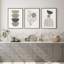 Bộ 3 tranh nghệ thuật treo tường phong cách Bohemian màu xanh lá cây nhạt, tranh sơn dầu trừu tượng hình học trên vải canvas, tranh áp phích phong cách Boho, trang trí tối giản, thích hợp để trang trí phòng ngủ, phòng khách hoặc văn phòng, không khung. - Nhiều màu - Xem 6