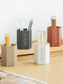 1 件六角形桌面收納盒,適合鋼筆、化妝刷、房間裝飾、床頭櫃收納、創意辦公桌裝飾 - 卡其色 - 查看 4