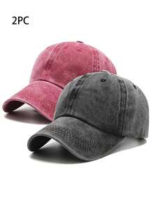 2 Miếng Mới Y2K Retro Màu thuần Ngoài trời Thể thao Giải trí Denim mùa giặt Đau khổ Mũ bóng chày Cho nam giới & NỮ Thích hợp Đối với Các hoạt động ngoài trời Và Mặc hàng ngày - màu đen và đỏ tía - Xem 6