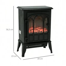 HOMCOM Chimenea Eléctrica de Pie Movible y Decorativo Calefactor Estufa 1000/2000W Llama LED con Termostato 39x23x56.5cm - Negro - Ver 7