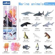 18pcs/Set Dinosaur Animal Model Ocean Farm Scene Bucket Toys - 12 Dinosaurs - View 4