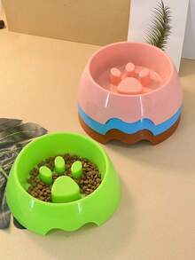 1入啡色防窒息寵物碗,貓狗專用減速餐具,防嘔吐,幼犬餵食碗,獨特的爪印設計 - 棕色 - 查看 8