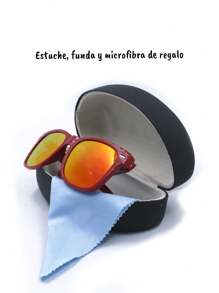 Fashion Sunglasses Retro Classic Iridescent For Men And Women Bright Eye-Catching Colors With Rivets With Gift Shell Case - Red - View 5