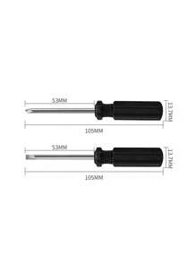 2 Piezas/set Destornillador Portátil Multifuncional De Cruz Y Plano Para Uso En Casa, Herramienta De Hardware Manual - Negro - Ver 2