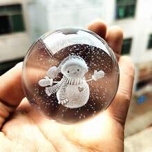 1pc Transparent Crystal Ball With 3d Laser Engraving Of Cute Cat, Love, Chinese Dragon, Rose, Lotus, Tree, Snowman, Giraffe, Polar Bear Creative Home Decor & Birthday Gift For Mom, Friends - Clear - View 18