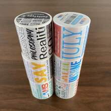 光合作用氣泡diy英文字體紙張日誌裝飾膠帶,196.85英寸長,1.77英寸寬,有6種風格可供選擇 - 淺藍色 - 查看 7