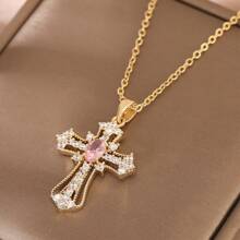 1 Pieza Collar De Lujo De Moda Con Colgante Cruzado Para Mujeres, Elegante Cadena De Clavícula Con , Accesorios De Joyería, Regalo Para Chicas