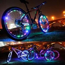 1包自行車輪燈升級版車胎led自行車輪燈自行車燈多彩,自行車山地車輪串燈自行車輻射輪燈自行車配件 - 彩色 - 查看 5
