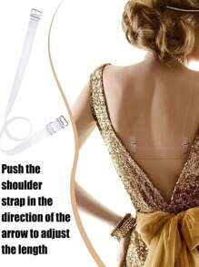 2pcs 37cm Invisible Transparent Soft Gel Bra Straps For Women's Summer Shoulder-baring Outfits - Clear - View 3