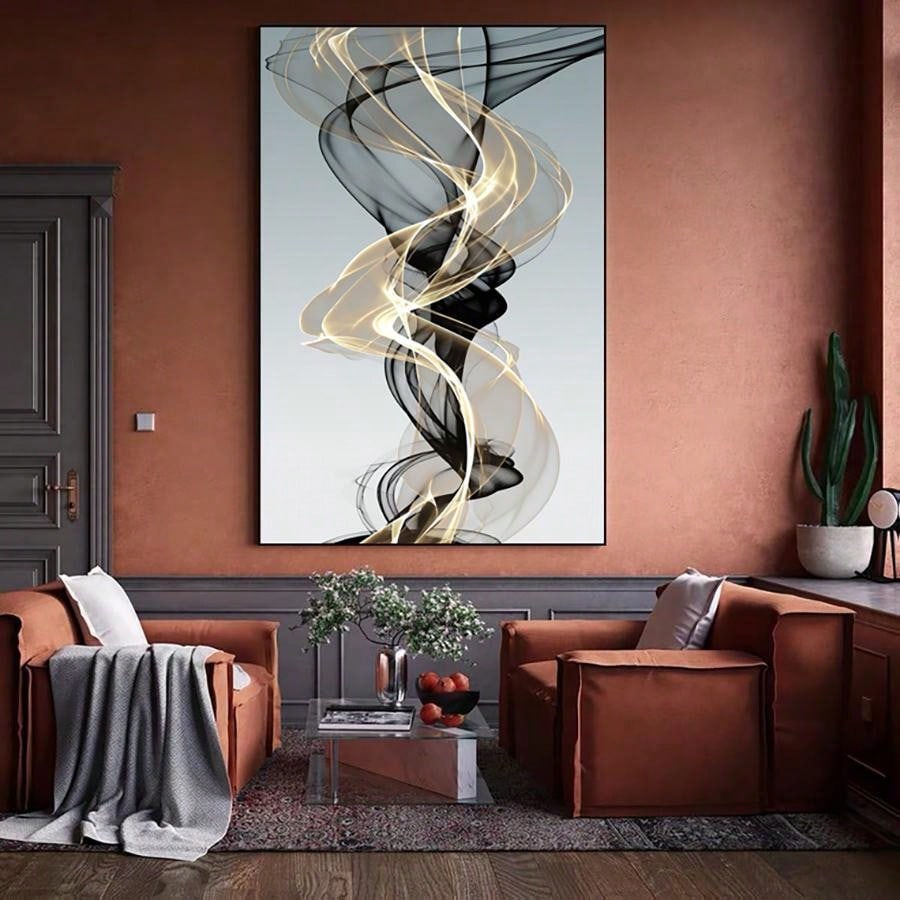 Abstraktes Leinwandbild Schwarz-Weiß - 60x80 Cm, Moderne Wandkunst Rahmenlos